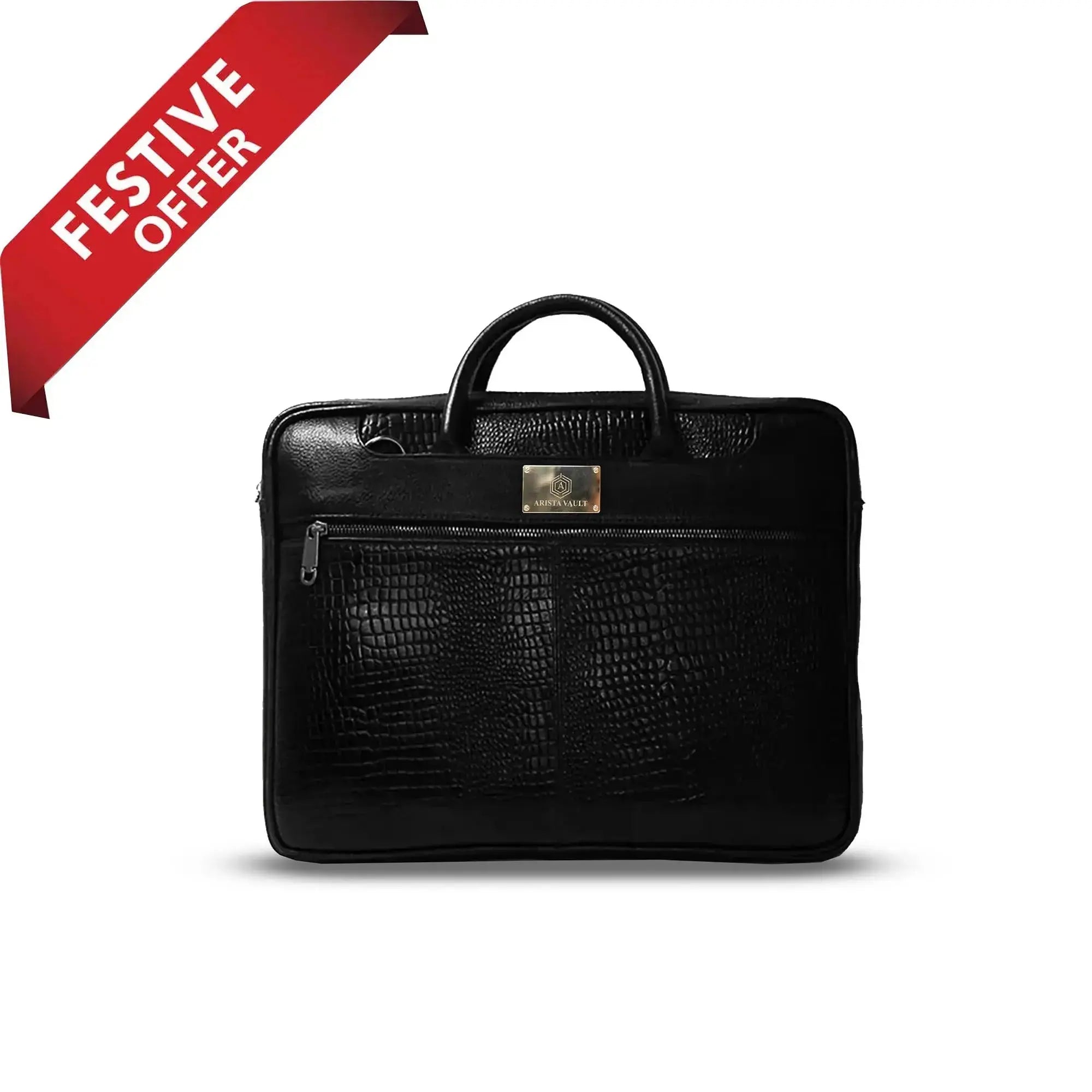 Croc Textured Fingerlock Leather Bag Stylish Secure Arista Vault