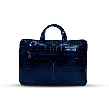 Croc-Textured Fingerlock Smart Laptop Bag (Royal Blue)