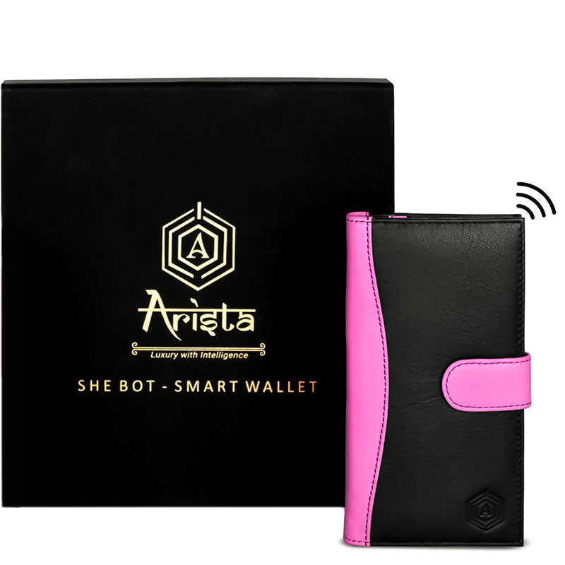 Black Smart Wallet for Women  GPS Tracking – Arista Vault